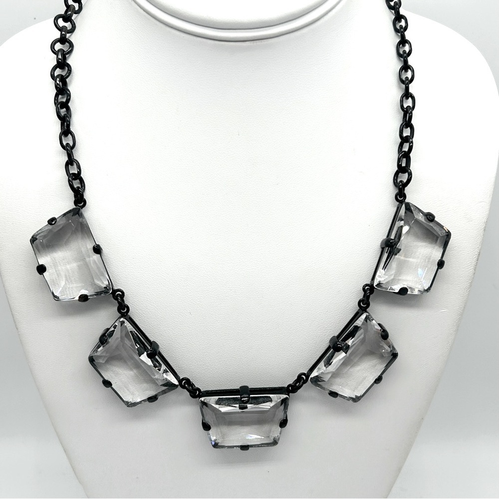 J. Crew Jeweled Black Chain Necklace